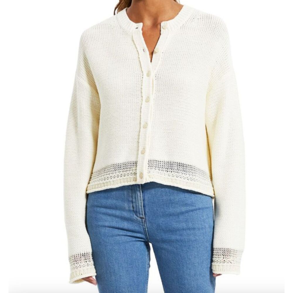 Theory NWOT Button Up Heavy Knit Mercer Crewneck Cardigan Large